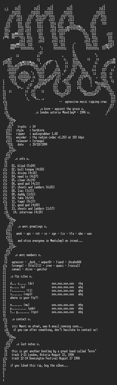 NFO file for Korn-Against_The_Grain-1996-AMRC