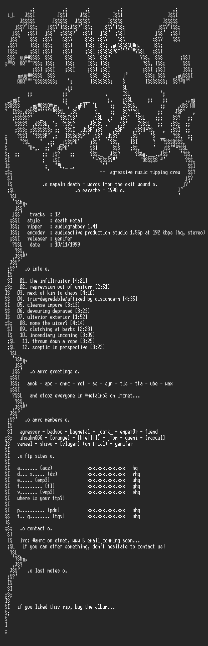 NFO file for Napalm_Death-Words_From_The_Exit_Wound-1998-AMRC