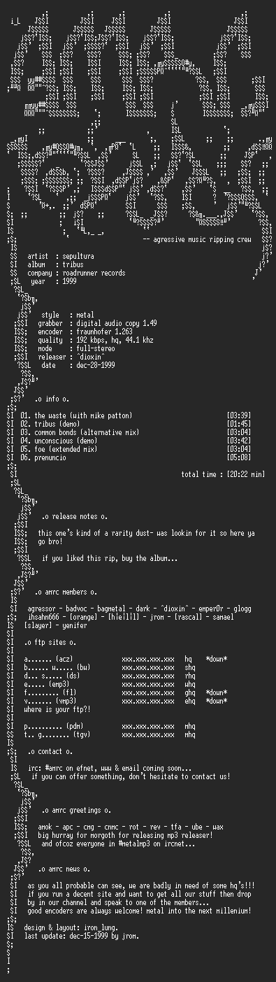 NFO file for Sepultura-Tribus-1999-AMRC