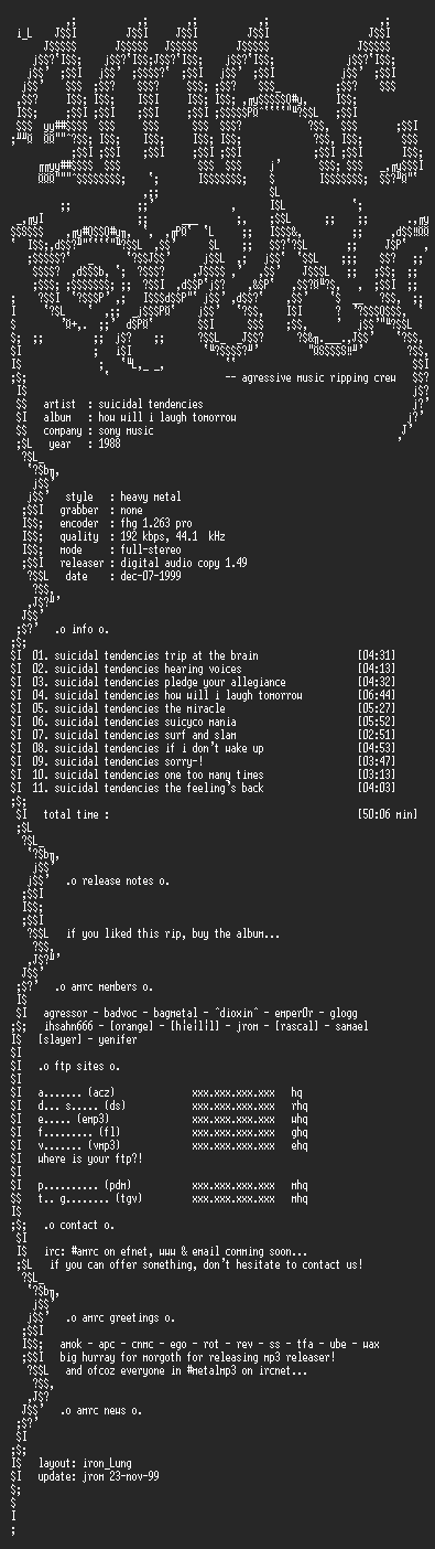 NFO file for Suicidal_Tendencies-How_Will_I_Laugh_Tomorrow-1998-AMRC