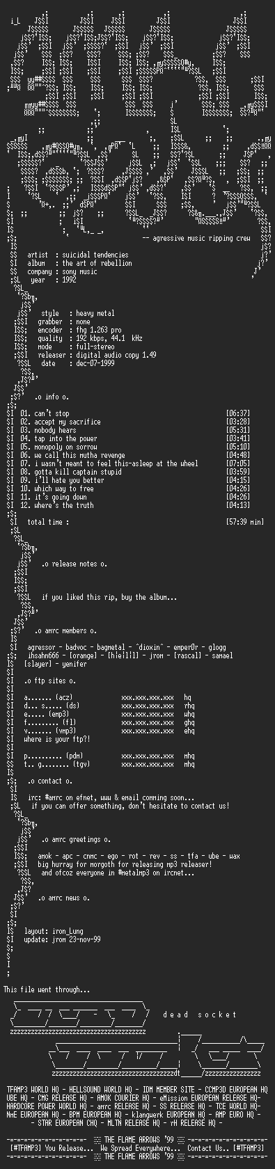 NFO file for Suicidal_Tendencies-The_Art_Of_Rebellion-1992-AMRC