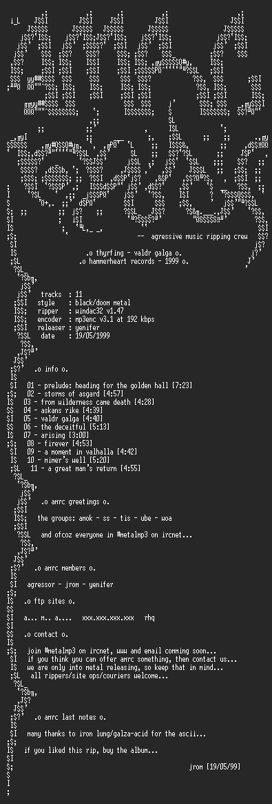 NFO file for Thyrfing-Valdr_Galga-1999-AMRC