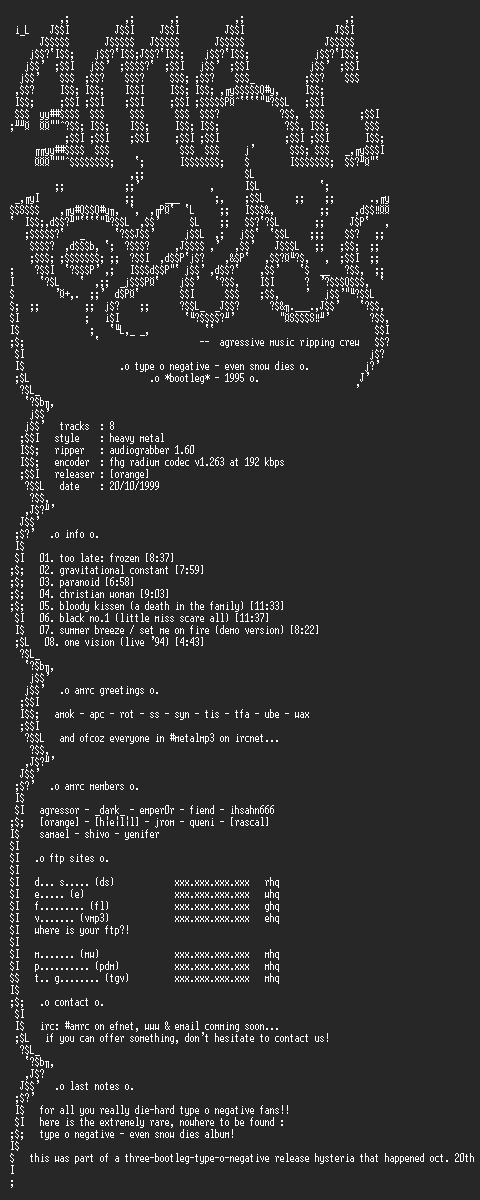 NFO file for Type_O_Negative-Even_Snow_Dies-1995-AMRC