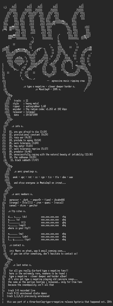 NFO file for Type_O_Negative-Slower_Deeper_Harder-1995-AMRC