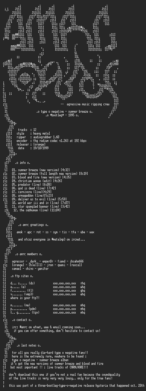 NFO file for Type_O_Negative-Summer_Breeze-1995-AMRC