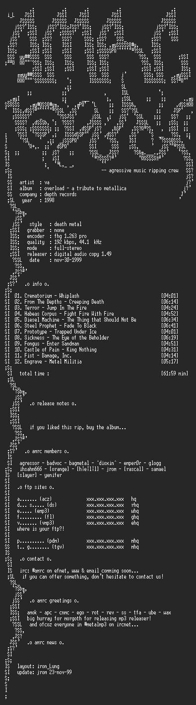 NFO file for VA-Overload_A_Tribute_To_Metallica-1998-AMRC