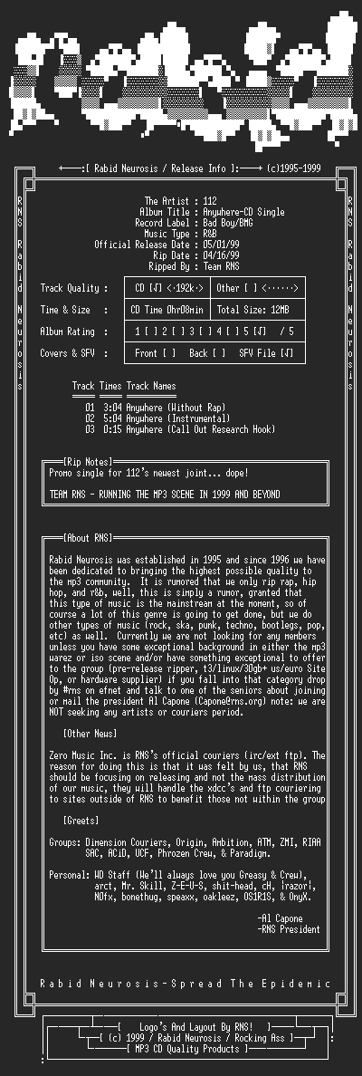 NFO file for 112-Anywhere-CD_Single-1999-RNS