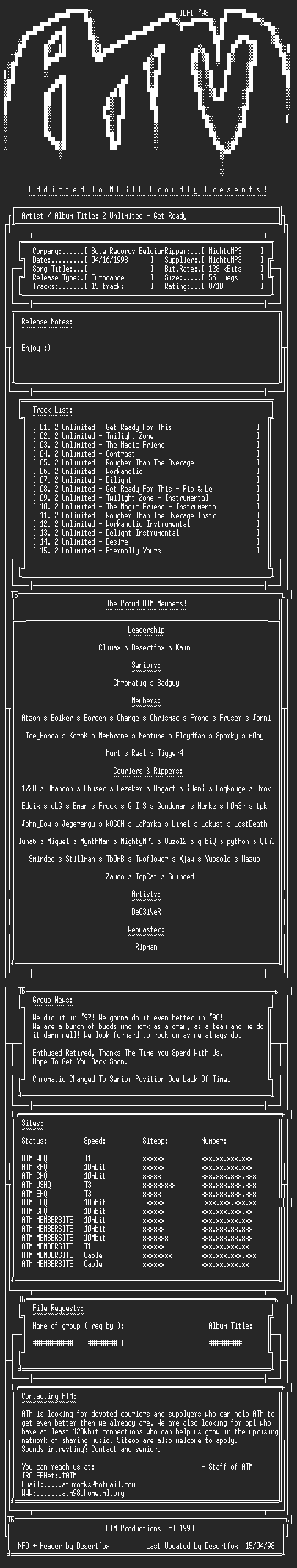 NFO file for 2_Unlimited_-_Get_Ready_(1992)_-_ATM