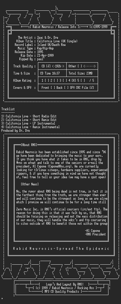 NFO file for 2pac_and_Dr_Dre-California_Love-UK_Single-1995-RNS