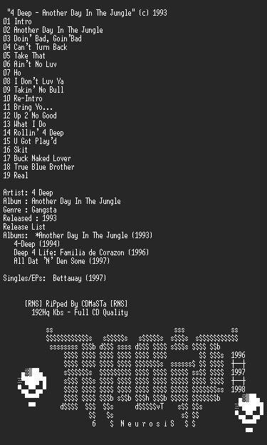 NFO file for 4_Deep-Another_Day_In_The_Jungle-RNS