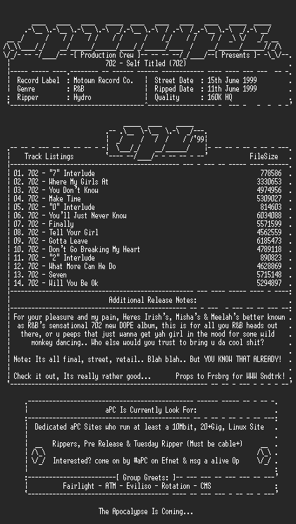 NFO file for 702-Self_Titled-1999-aPC