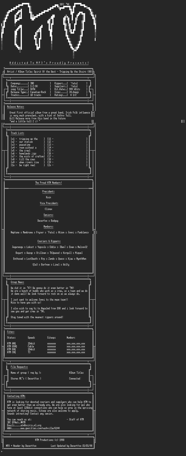 NFO file for Spirit_of_the_West_-_Tripping_Up_the_Stairs_-_ATM