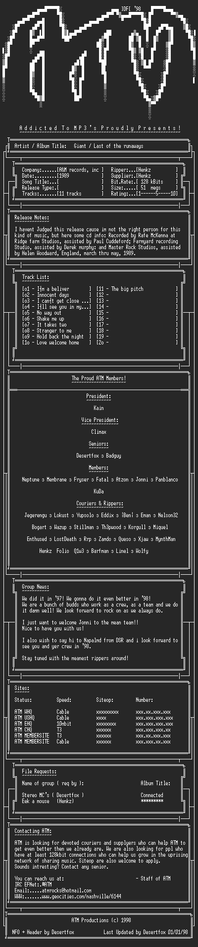 NFO file for Gigant_-_Last_of_the_runaways_-_ATM