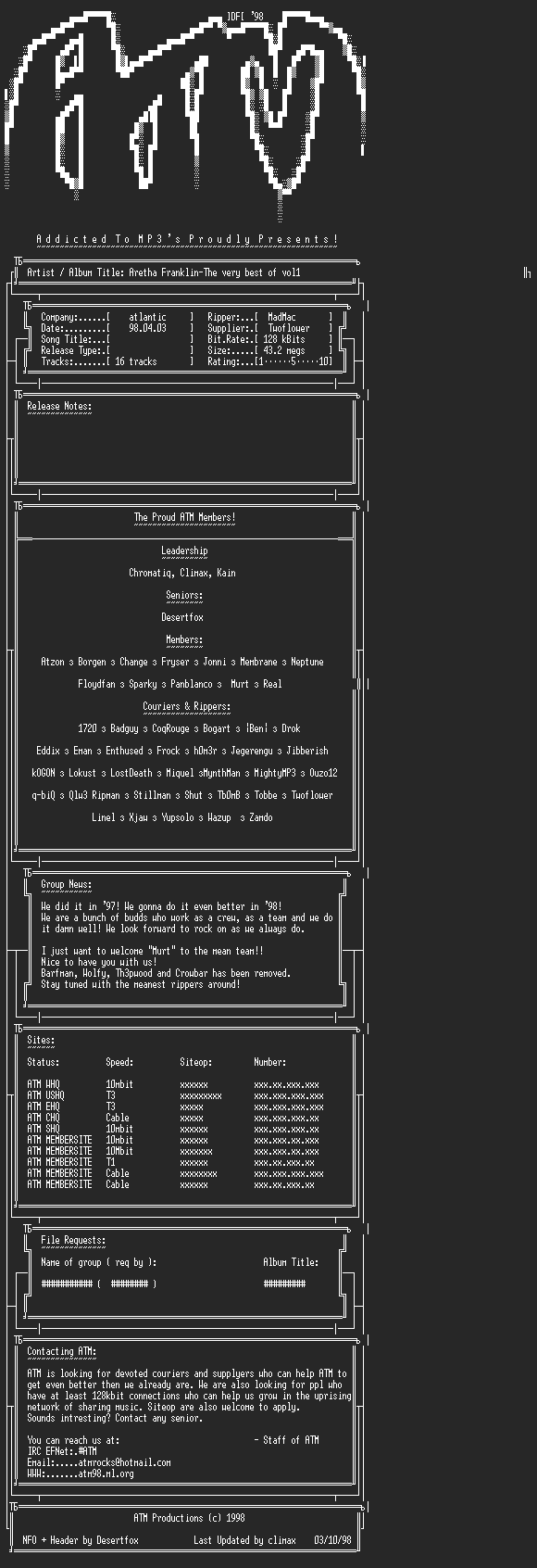 NFO file for Aretha_Franklin_-_The_Very_Best_Of_Vol1_-_ATM