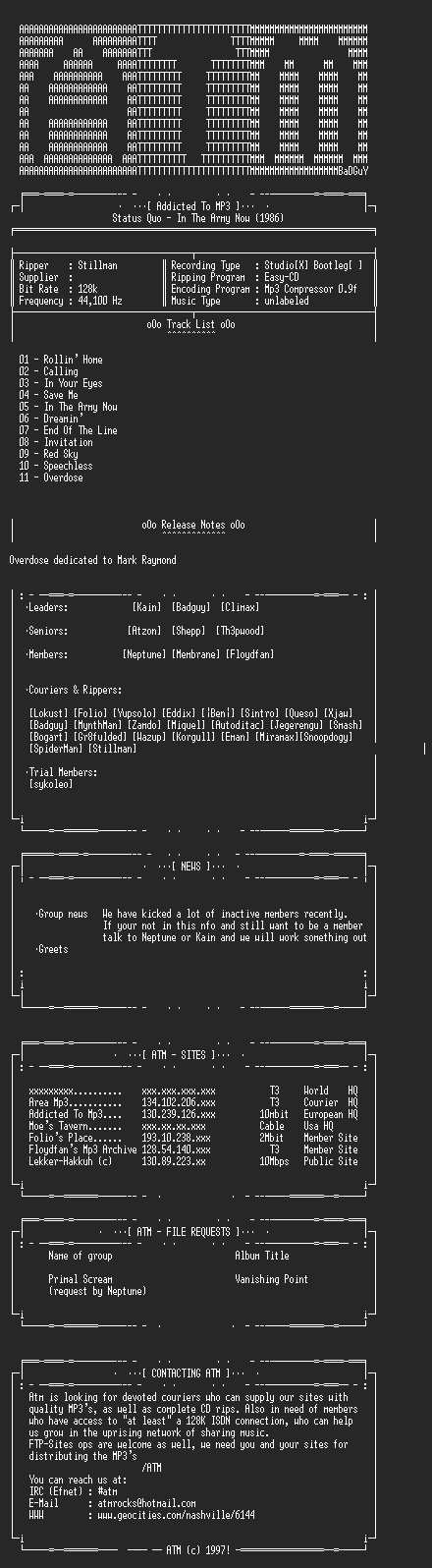 NFO file for Status_Quo_-_In_The_Army_Now_(1986)_-_ATM