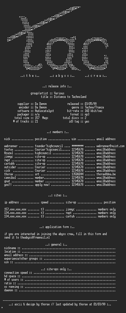 NFO file for VA-Distance_To_Techno_Land-TAC