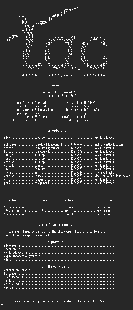 NFO file for Channel_Zero-Black_Fuel-TAC