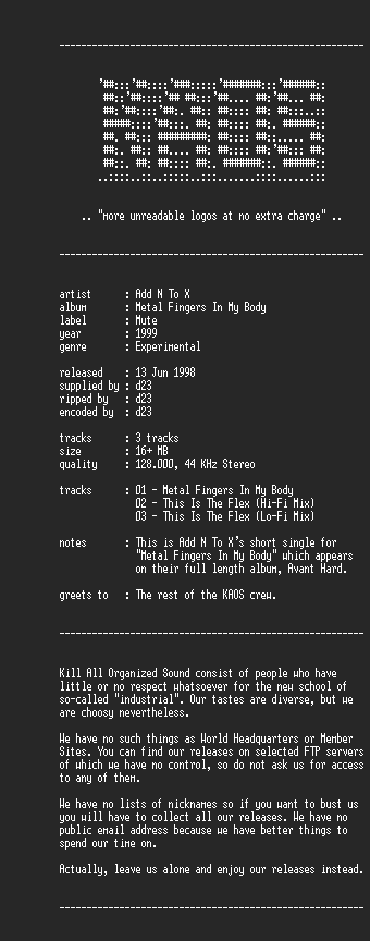 NFO file for Add_N_To_X_-_Metal_Fingers_In_My_Body_-_KAOS