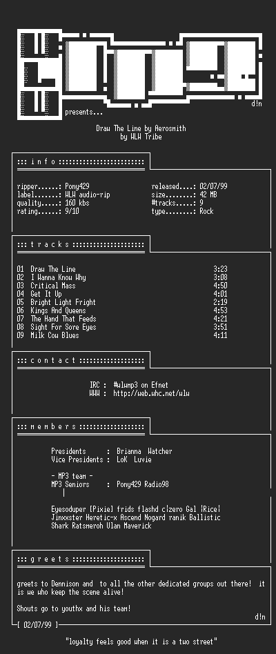 NFO file for Aerosmith-Draw_The_Line-WLW