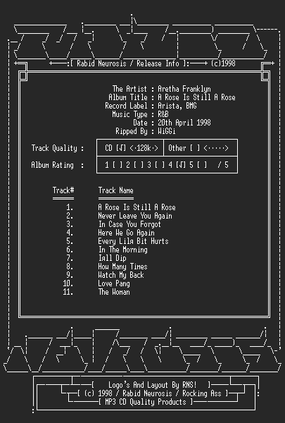 NFO file for Aretha_Franklyn-A_Rose_Is_Still_A_Rose-RNS