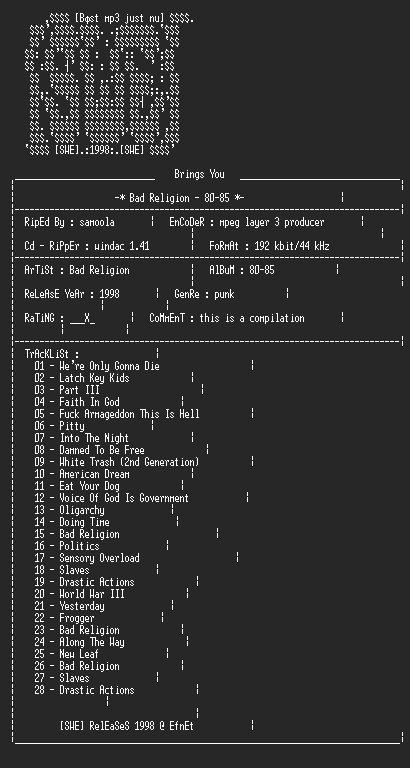 NFO file for Bad_Religion_-_80-85-SWE