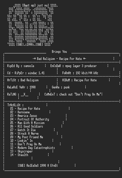 NFO file for Bad_Religion_-_Recipe_For_Hate-SWE