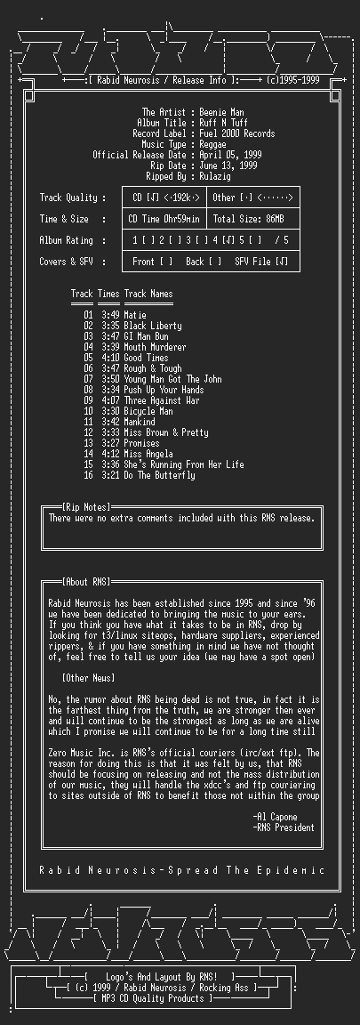 NFO file for Beenie_Man-Ruff_N_Tuff-1999-RNS