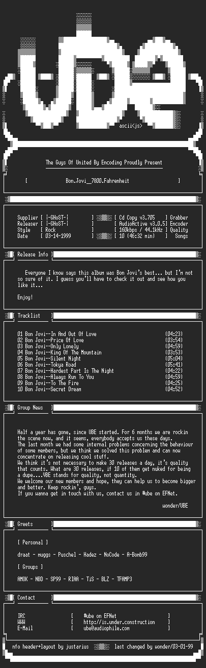 NFO file for Bon.Jovi--7800.Fahrenheit-1985-UBE