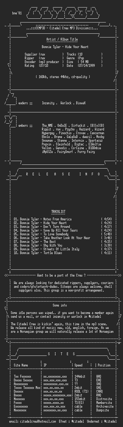 NFO file for Bonnie_Tyler_-_Hide_Your_hheart_-_(1988)-CCMP3D