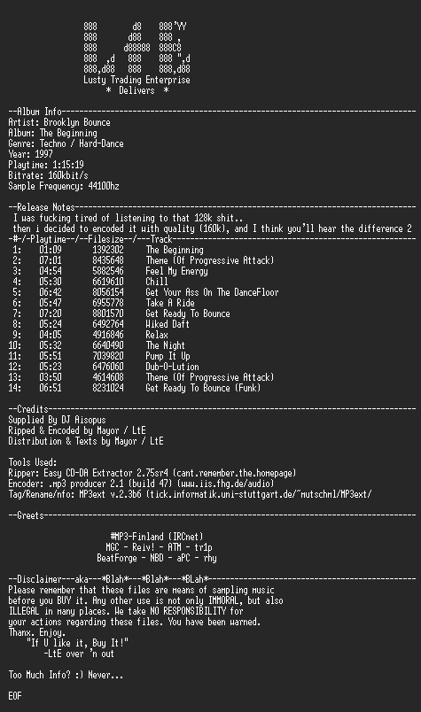 NFO file for Brooklyn_Bounce_-_The_Beginning_-_LtE