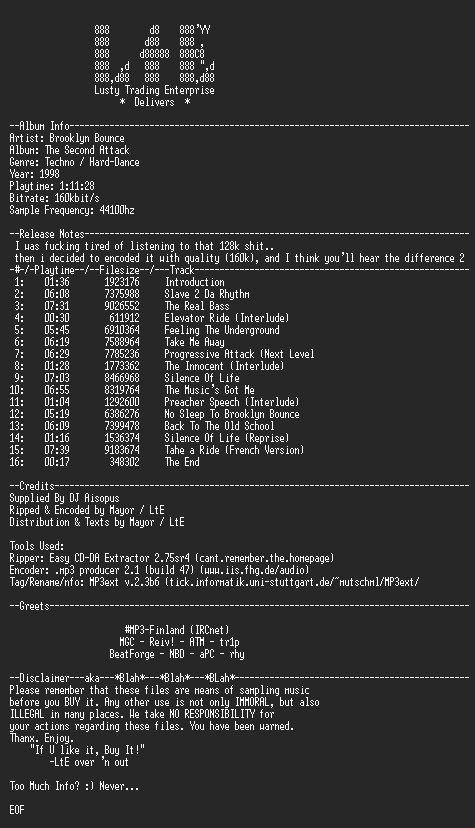 NFO file for Brooklyn_Bounce_-_The_Second_Attack_-_LtE