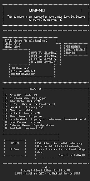 NFO file for VA_-_Techno_for_Hela_Familjen_2(1999)-BB