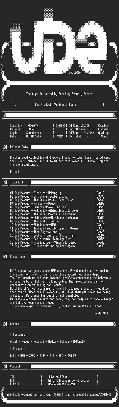 NFO file for Buy-Product--Various.Artists-1995-UBE