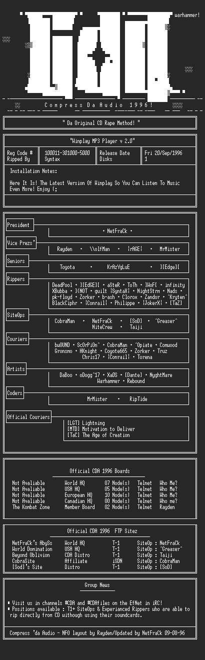 NFO file for Winplay_MP3_Player_v2.0-CDA