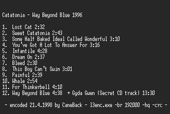 NFO file for Catatonia-Way_Beyond_Blue-1996-IND