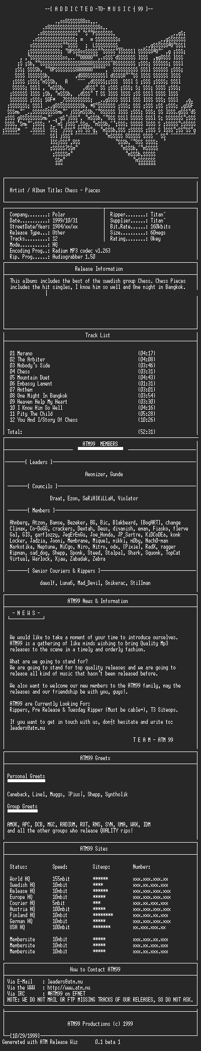 NFO file for Chess_-_Pieces_-_(1984)-ATM99