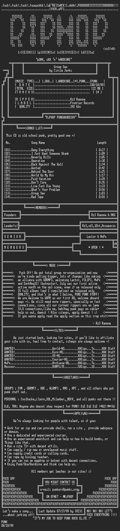 NFO file for Circle_Jerks-Group_Sex-1980-rH