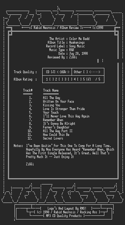 NFO file for Color_Me_Badd-Awakening-1998-RNS