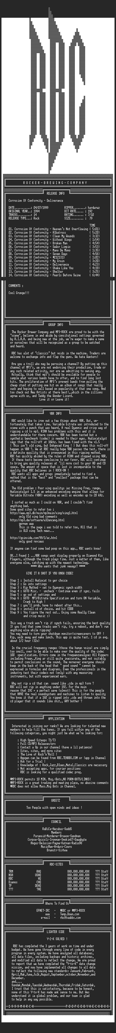NFO file for Corrosion_Of_Conformity_-_Deliverance_(1994)_-_RBC