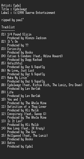 NFO file for Cydal-Cydalwayz-RNS
