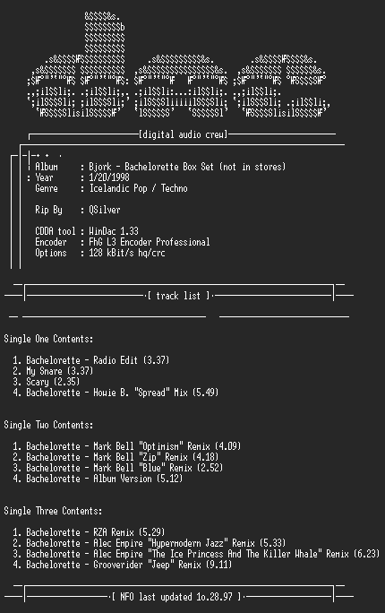 NFO file for Bjork-Bachelorette-Boxset-DAC