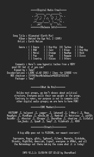 NFO file for Earth_Nation-Alienated_(Earth_Mix)-DAC