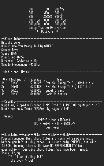 NFO file for Dune-Are_You_Ready_To_Fly_(Single)-LtE