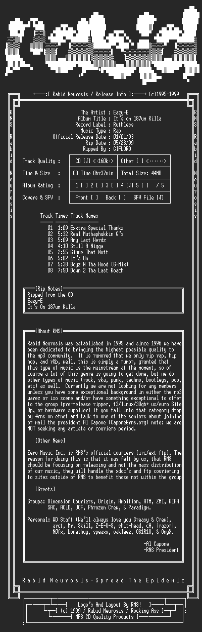 NFO file for Eazy-E-Its_On_187um_Killa-1993-RNS