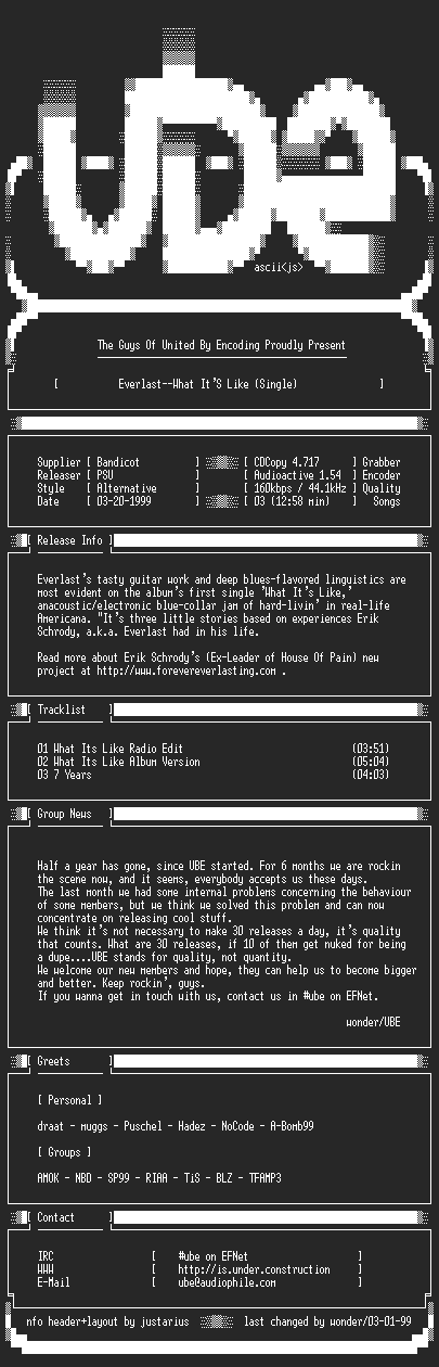 NFO file for Everlast--What.Its.Like-Single-1999-UBE