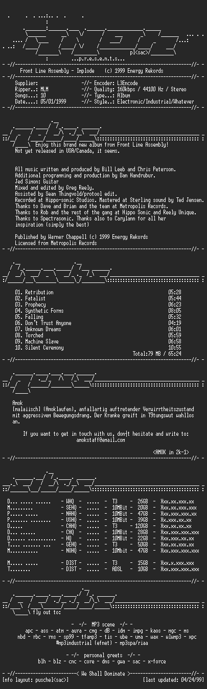 NFO file for Front_Line_Assembly-Implode-(1999)-AMOK