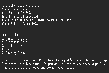 NFO file for Disembodied-If_God_Only_Knew_The_Rest_Were_Dead-1998-FCS