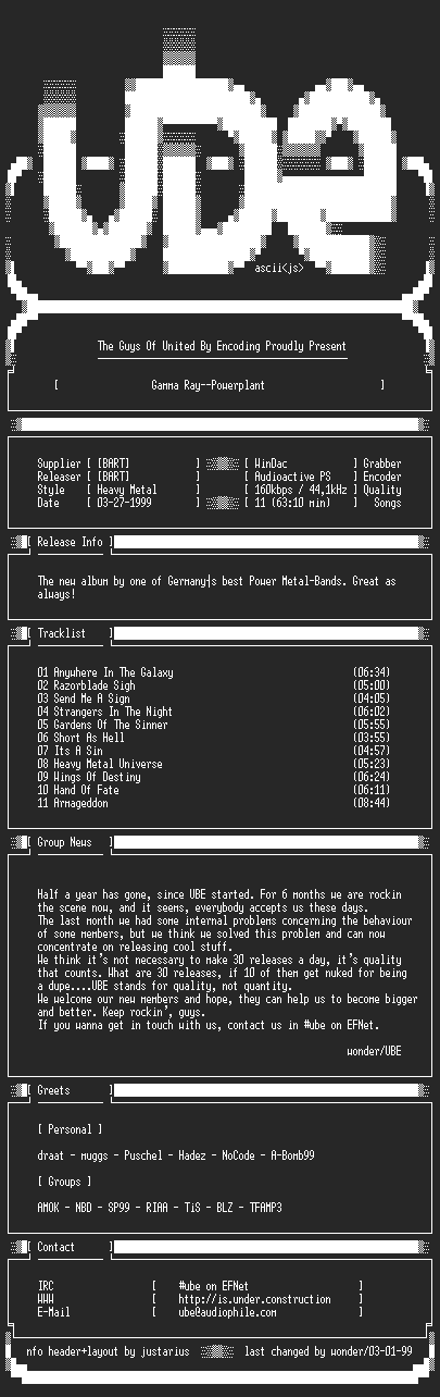 NFO file for Gamma.Ray--Powerplant-1999-UBE