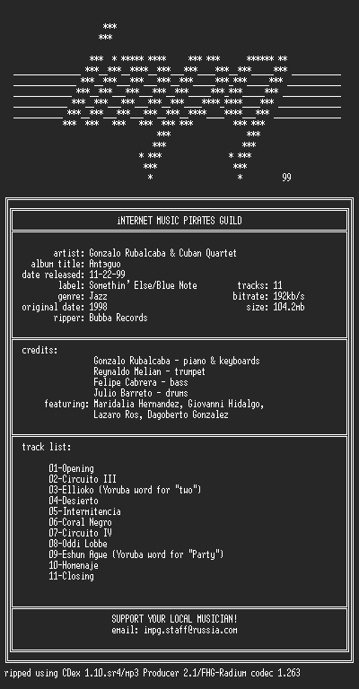 NFO file for Gonzalo.Rubalcaba.and.Cuban.Quartet--Antiguo-(1998)-iMPG