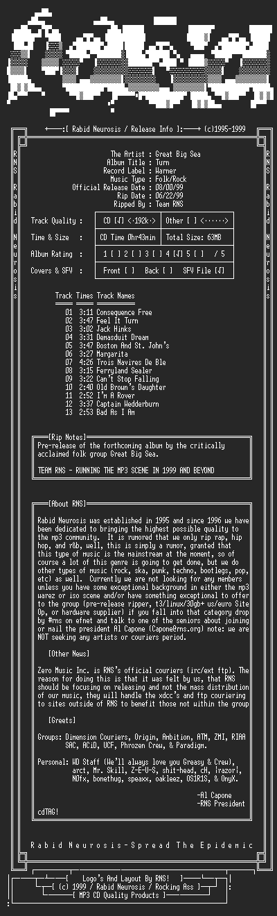 NFO file for Great_Big_Sea-Turn-1999-RNS